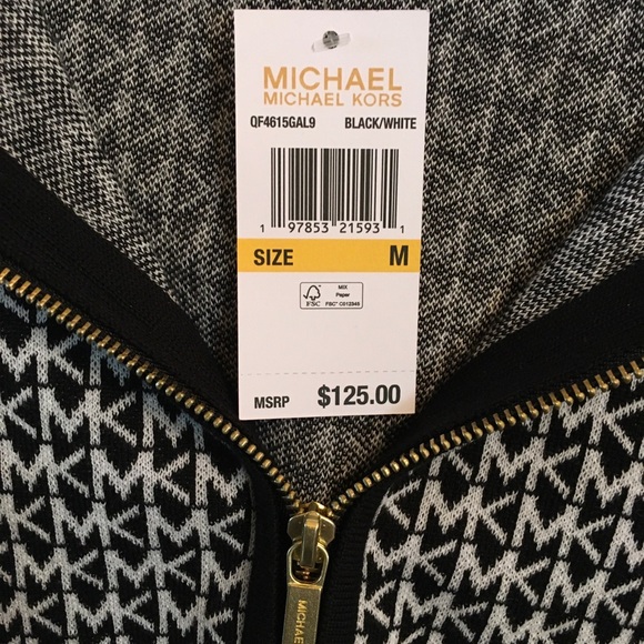 Michael Kors Black and White MK Pattern Hoodie sweater NWT - Picture 4 of 4